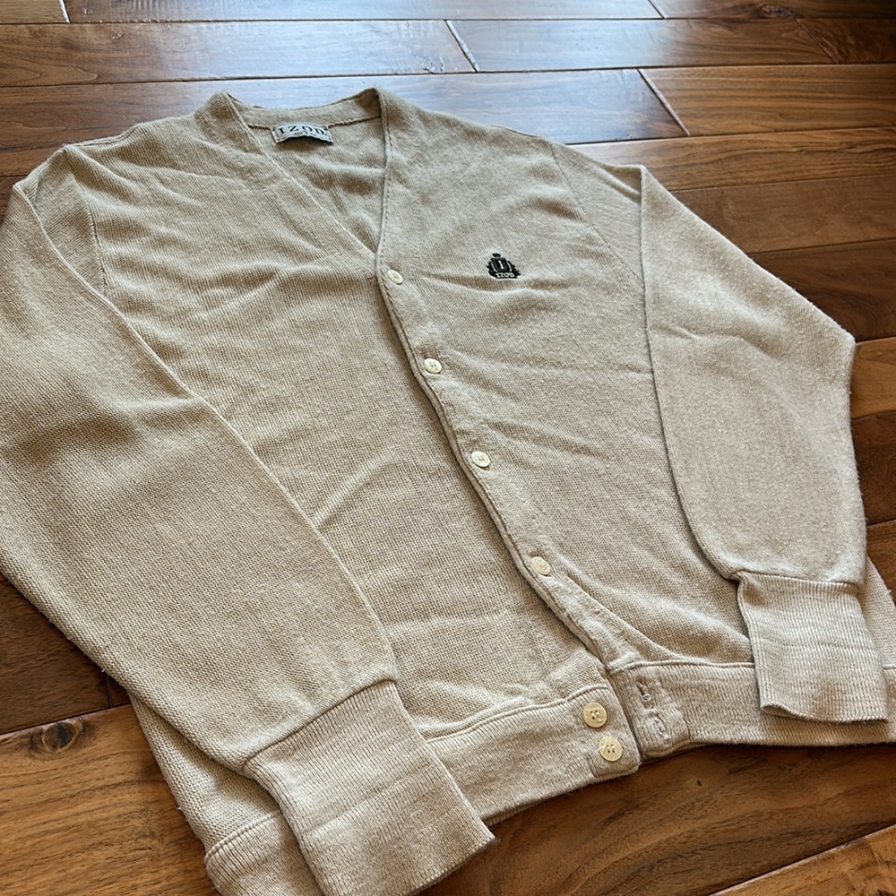 Vtg Izod crested cardigan sweater - Picture 4 of 4